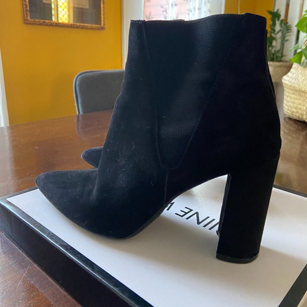 Nine West Black Suede Heeled Booties